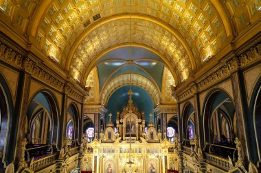 Istanbul, Türkiye - 03 Haziran 2018: İç Bulgar St Stephen Kilisesi. Kilise 1870 yılında inşa edildi.