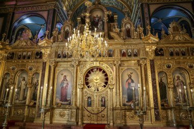 Istanbul, Türkiye - 03 Haziran 2018: İç Bulgar St Stephen Kilisesi. Kilise 1870 yılında inşa edildi.