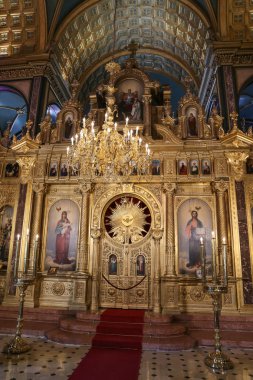 Istanbul, Türkiye - 03 Haziran 2018: İç Bulgar St Stephen Kilisesi. Kilise 1870 yılında inşa edildi.