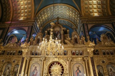 Istanbul, Türkiye - 03 Haziran 2018: İç Bulgar St Stephen Kilisesi. Kilise 1870 yılında inşa edildi.