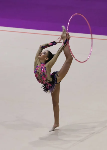 Istanbul Turecko Června 2018 Neznámý Gymnastka Provádí Během Rytmické Cup — Stock fotografie