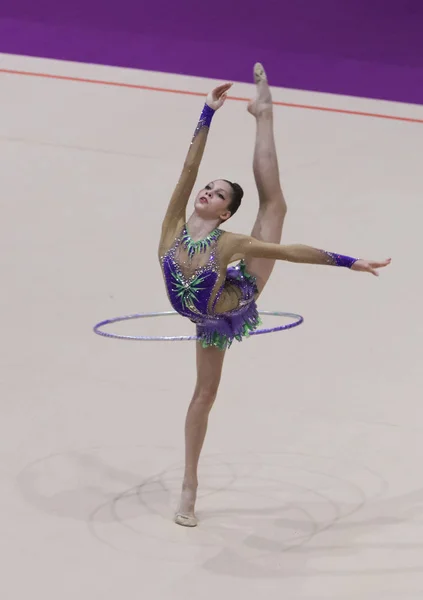 Istanbul Turecko Června 2018 Neznámý Gymnastka Provádí Během Rytmické Cup — Stock fotografie