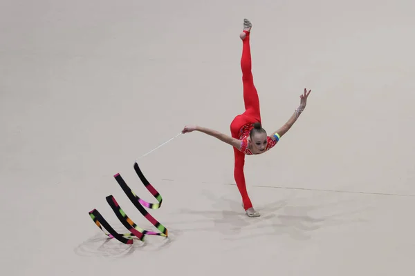 Istanbul Turecko Června 2018 Neznámý Gymnastka Provádí Během Rytmické Cup — Stock fotografie