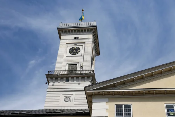 Reloj Torre Del Ayuntamiento Lviv Ucrania — Foto de Stock