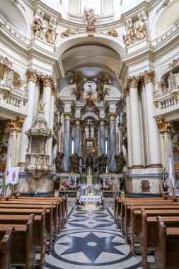 Lviv, Ukrayna - 10 Temmuz 2018: Dominik kilise içinde Lviv City, Ukrayna