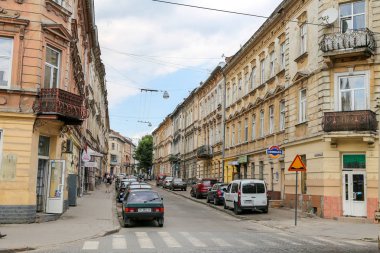 Lviv, Ukrayna - 11 Temmuz 2018: Sokak görünümü Lviv City Batı Ukrayna en büyük şehri ve ülkenin en büyük yedinci şehir nerede