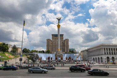 Kiev, Ukrayna - 12 Temmuz 2018: Genel görünümünü Bağımsızlık Meydanı Kiev Ukrayna sermaye city nerede