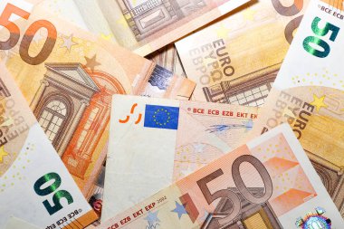 Arkaplan Olarak Kağıt Euro Banknotları Yığını