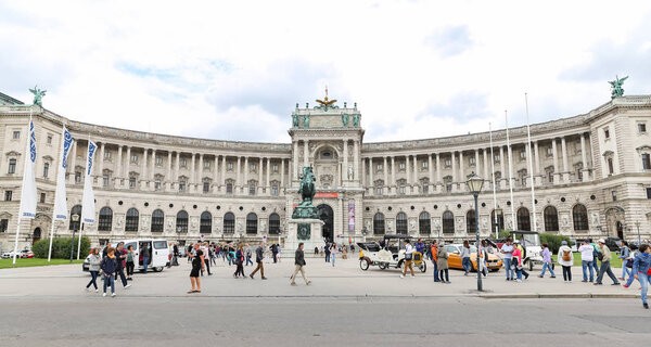 VIENNA, AUSTRIA - AUGUST 26, 2018: Neue Burg Wing in Hofburg Palace, Vienna City, Austria