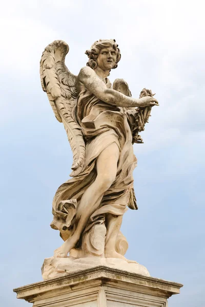 Angel Crown Thorns Statue Hadrian Bridge Rome City Italy — Stock Photo, Image