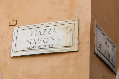Piazza Navona sokak işareti Roma şehir, İtalya