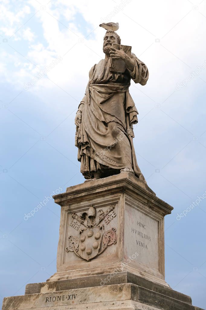 Statue in Hadrian Bridge, Rome City, Italy