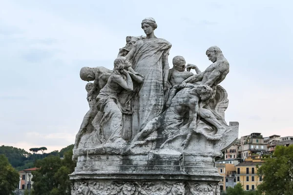 Szobor Ponte Vittorio Emanuele Római Város Olaszország — Stock Fotó