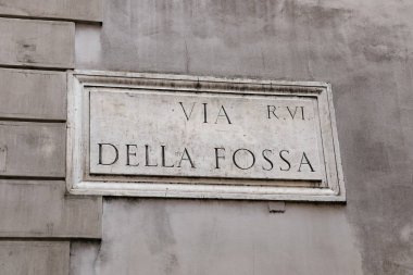 Via della Fossa sokak işareti Roma şehir, İtalya