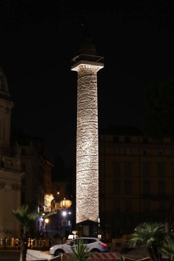Trajan Column at Night in Rome City, Italy clipart