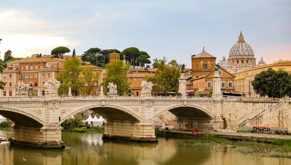 Ponte Vittorio Emanuele Város Róma Olaszország — Stock Fotó