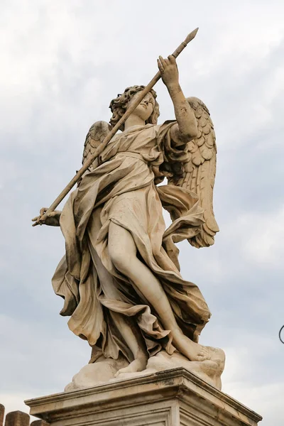 Engel Met Het Standbeeld Van Lance Hadrianus Bridge Rome City — Stockfoto