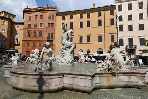 Roma Italia Agosto 2018 Fuente Neptuno Piazza Navona Roma — Foto de Stock