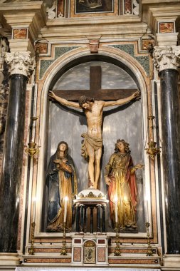 Naples, İtalya - 22 Ağustos 2018: Gesu Nuovo kilise içinde Napoli şehir