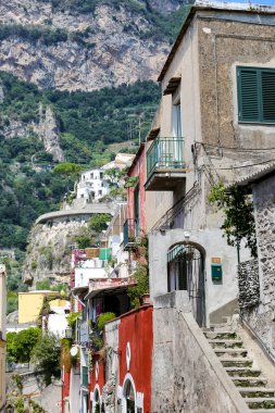 Napoli City, İtalya 'daki Positano Kasabası' ndaki binalar