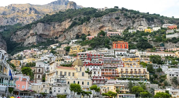 Napoli Şehri, İtalya 'daki Positano Kasabası Genel Görünümü