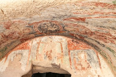Zelve Vadisi'ndeki Mağara Kilisesi, Kapadokya, Nevşehir, Türkiye