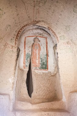 Zelve Vadisi'ndeki Mağara Kilisesi, Kapadokya, Nevşehir, Türkiye