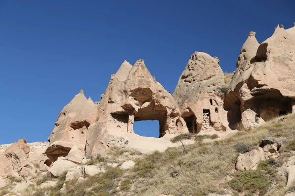 Sziklaalakzatok a Zelve Valley, Cappadocia, Nevsehir, Törökország — Stock Fotó