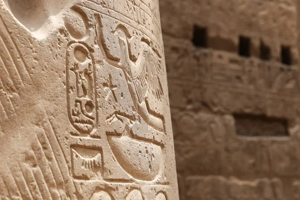 Egyptiska hieroglyfer i Luxor Temple, Luxor, Egypten — Stockfoto