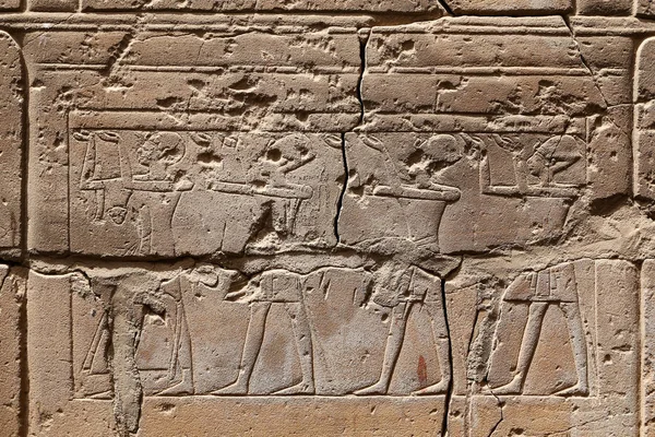 Egyptské hieroglyfy v Luxor Temple, Luxor, Egypt — Stock fotografie