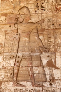 Medinet Habu Tapınağı'ndaki Mısır Hiyeroglifleri, Luxor, Mısır