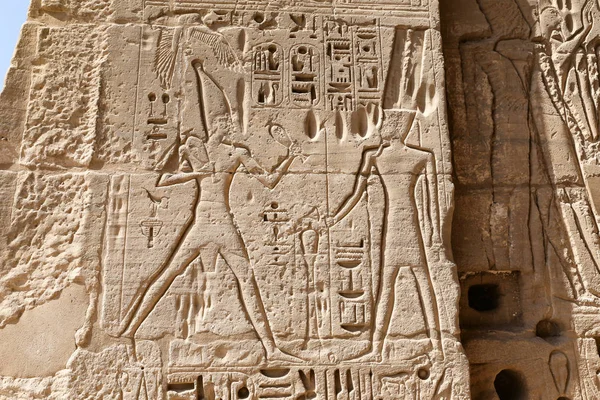 Egyptian Hieroglyphs in Medinet Habu Temple, Luxor, Egypt