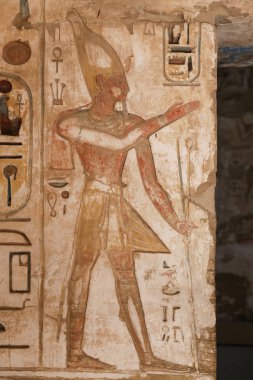 Medinet Habu Tapınağı'ndaki Mısır Hiyeroglifleri, Luxor, Mısır