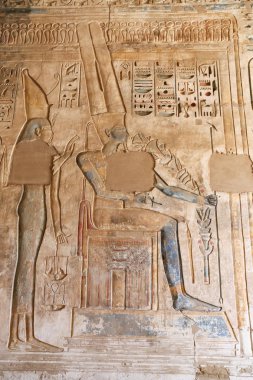 Medinet Habu Tapınağı'ndaki Mısır Hiyeroglifleri, Luxor, Mısır