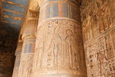 Columns in Medinet Habu Temple in Luxor, Egypt clipart