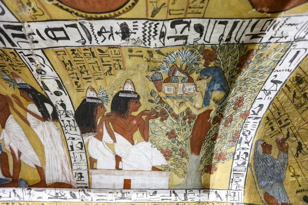 Scène uit een graftombe in Deir el-Medina Village, Luxor, Egypte — Stockfoto