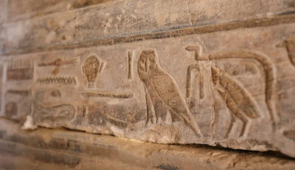 Egyptische hiërogliefen in de Mortuary tempel van Seti I, Luxor, Egypte — Stockfoto