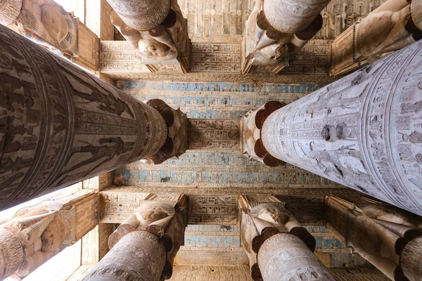 Columns in Denderah Temple, Qena, Egypt — Stock Photo, Image