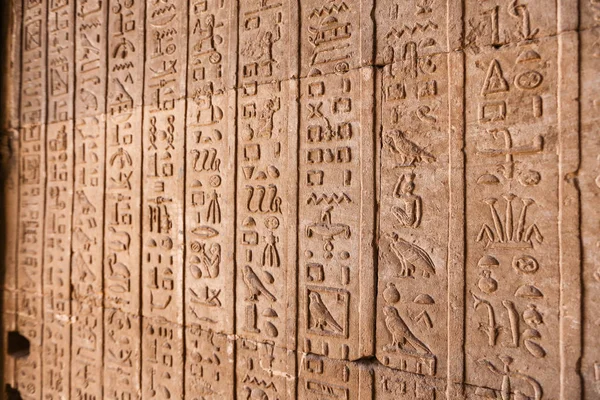 Jeroglíficos en el Templo de Denderah, Qena, Egipto —  Fotos de Stock