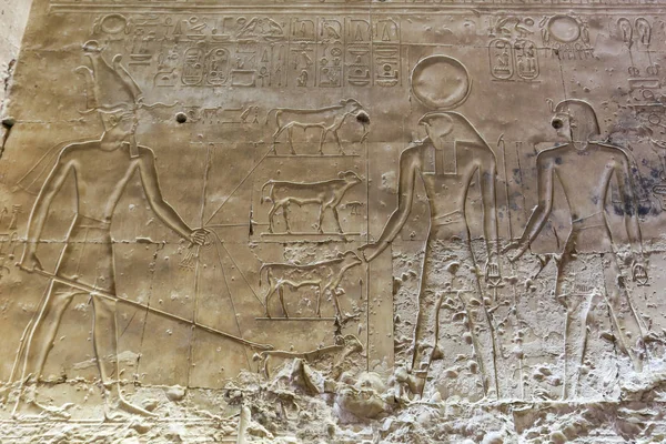 Scène uit Abydos tempel in Madfuna, Egypte — Stockfoto