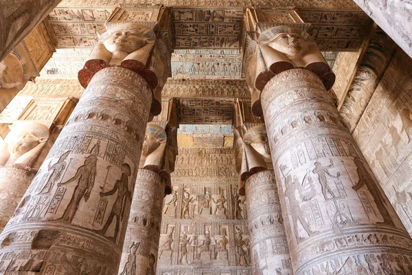 Columns in Denderah Temple, Qena, Egypt — Stock Photo, Image