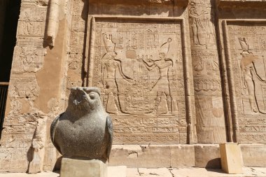 Edfu Tapınağı 'nda Horus heykeli, Edfu, Mısır
