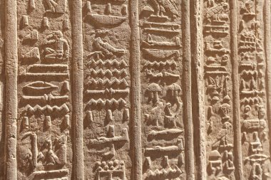 The Hieroglyphics in Kom Ombo Temple, Asvan, Mısır
