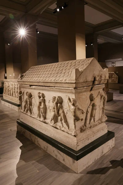 土耳其伊斯坦布尔市伊斯坦布尔考古博物馆的Sarcophagus — 图库照片