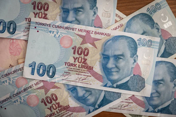 Bunch Various Turkish Currency Lira Banknotes — Stock Photo, Image