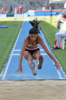 İSTANBUL, TURKEY - Ağustos 06, 2020: Türkiye Atletizm Federasyonu Olimpiyat Eşiği sırasında tanımlanamayan atletler
