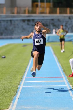 İSTANBUL, TURKEY - AĞUSTOS 07, 2020: Türkiye Atletizm Federasyonu Olimpiyat Eşiği sırasında tanımlanamayan atletler
