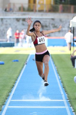 İSTANBUL, TURKEY - Ağustos 06, 2020: Türkiye Atletizm Federasyonu Olimpiyat Eşiği sırasında tanımlanamayan atletler