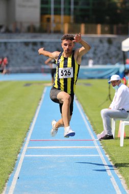 İSTANBUL, TURKEY - AĞUSTOS 07, 2020: Türkiye Atletizm Federasyonu Olimpiyat Eşiği sırasında tanımlanamayan atletler