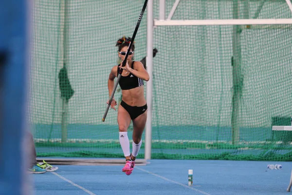 Istanbul Turkey August 2020 Undefined Athlete Pole Vaulting Turkish Athletic — Stock Photo, Image
